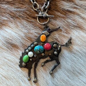MAD COW Multicolor Gemstone Bronco Pendant Necklace